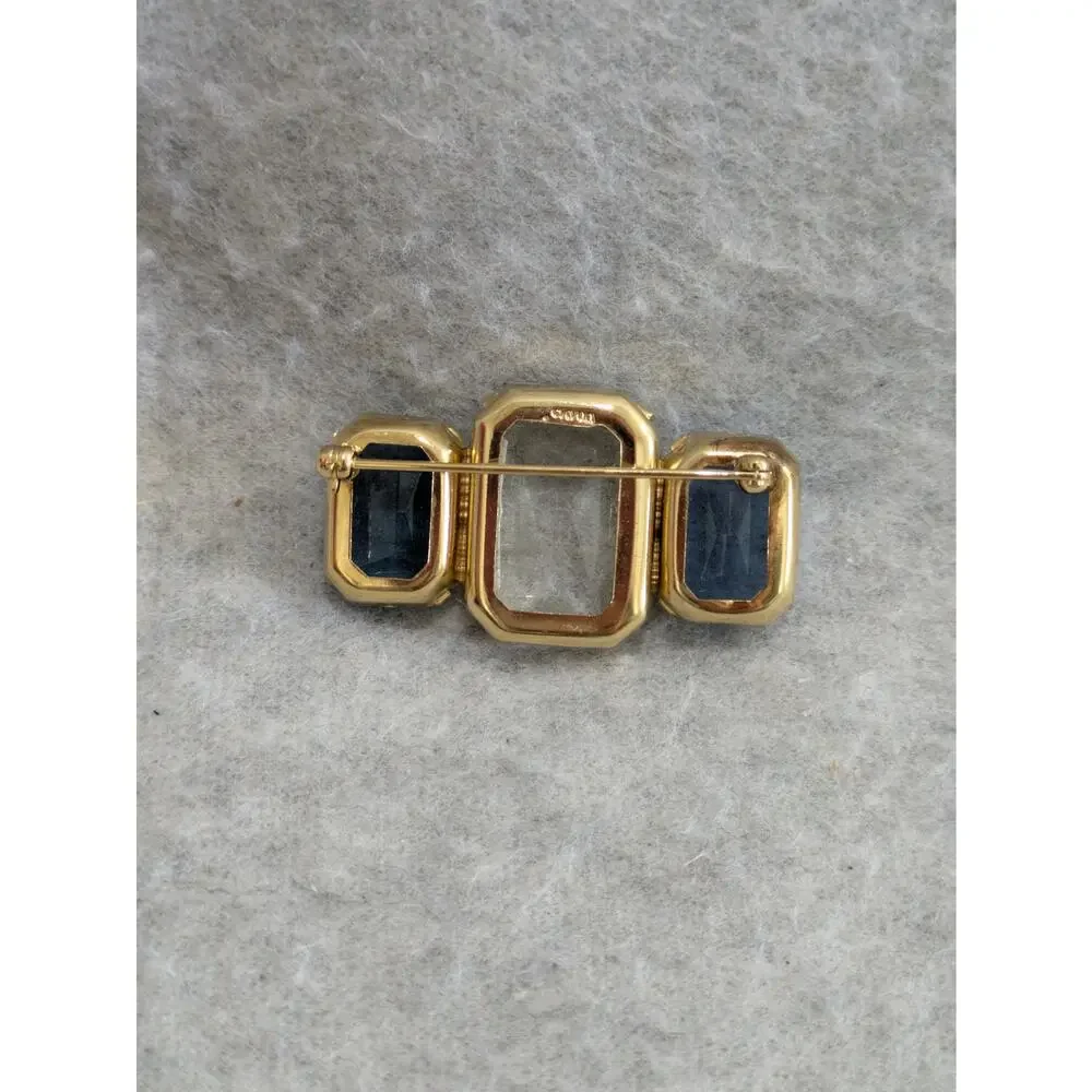 Vintage Avon Retro 3 Rhinestone Brooch Bar Pin Bue Clear Glass‎